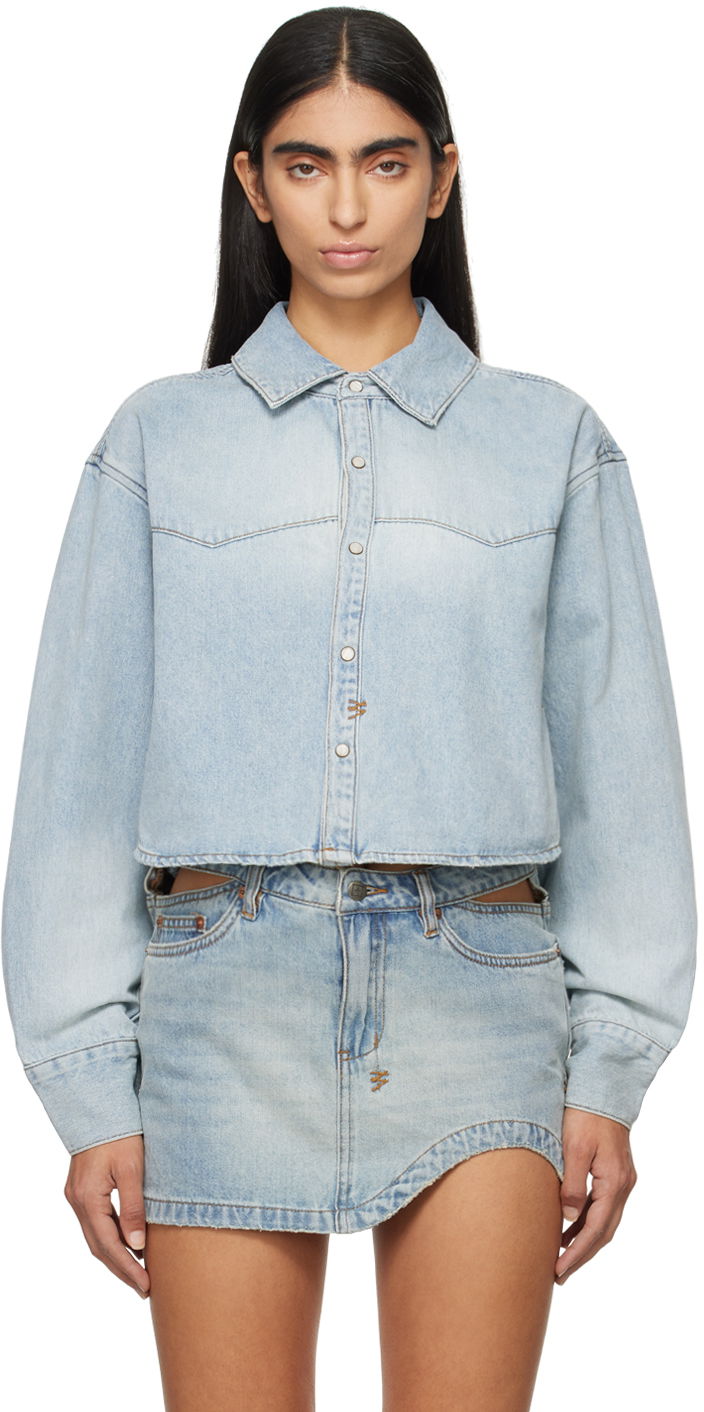 Сорочка Ksubi Crop Long Sleeve Shirt Синій | WEX24SH003