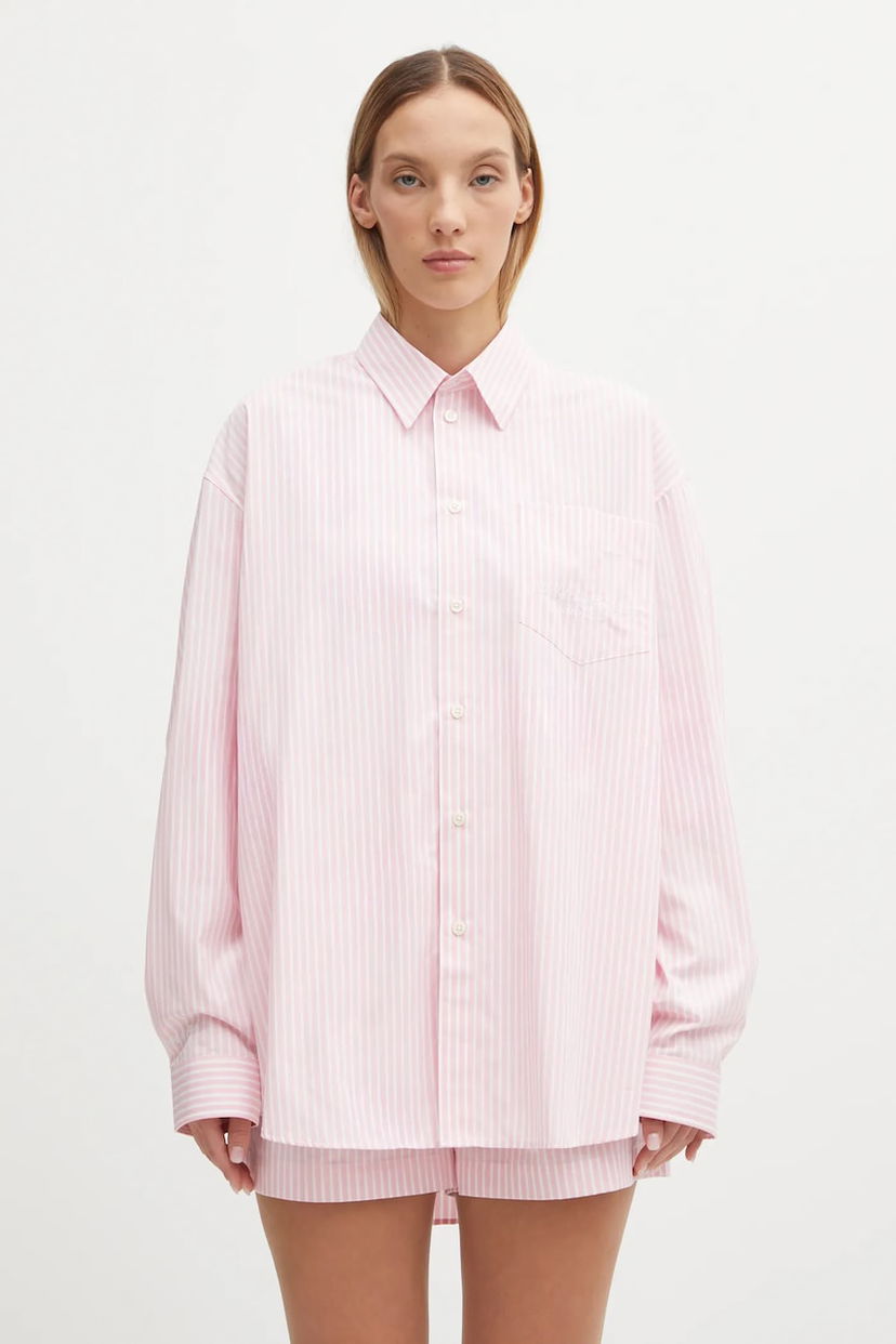Сорочка Sporty & Rich Sporty & Rich Eden Script Oversized Relaxed Cotton Shirt with Classic Collar Різнокольоровий | SI00760673ST64