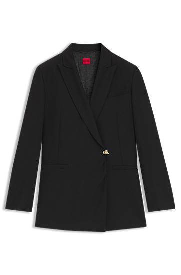 Куртка BOSS Regular-fit waisted blazer with wrap front чорний | 50547195, 0