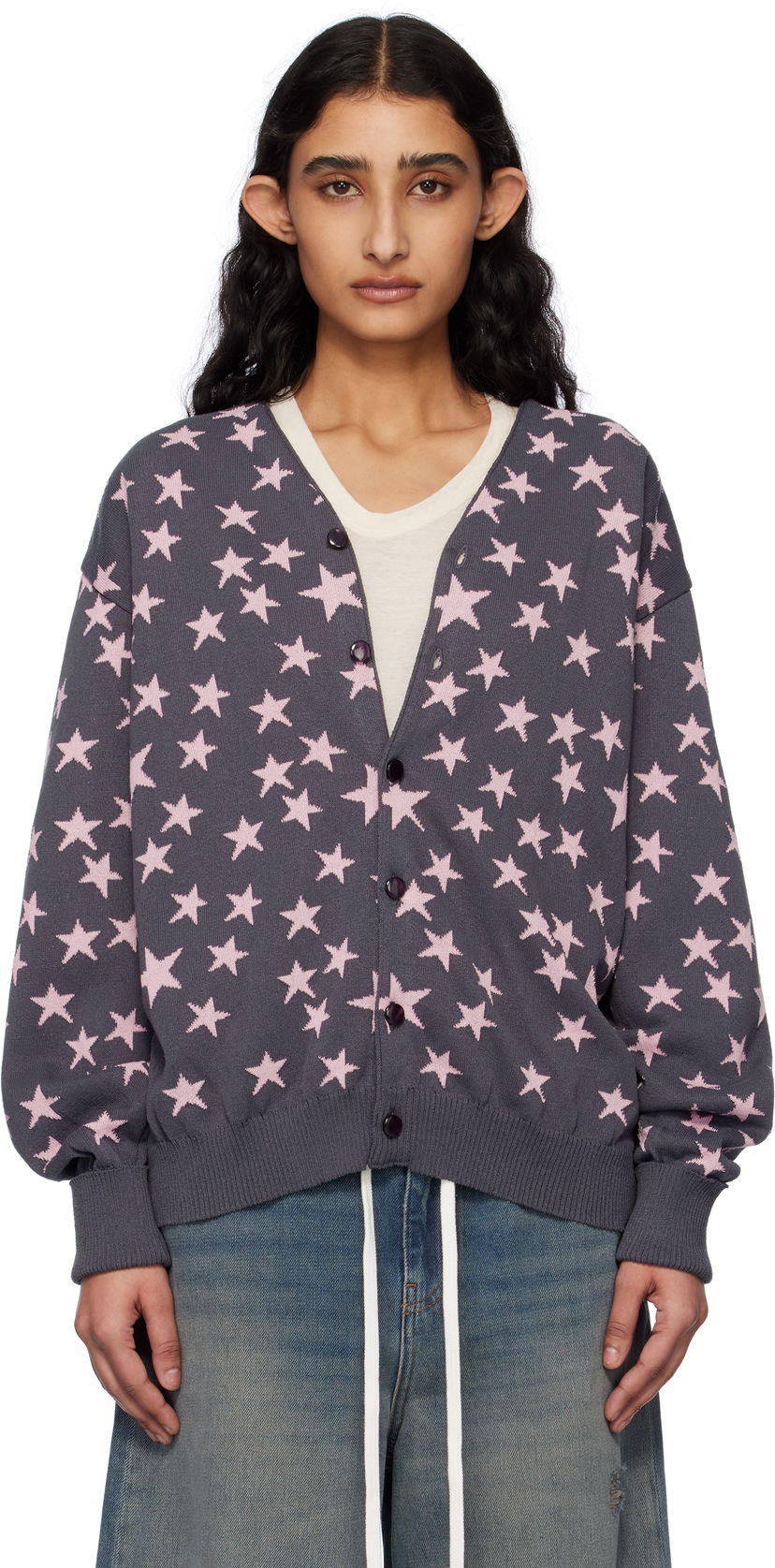 Cветр Needles NEEDLES V-Neck Star Cardigan Сірий | QV374