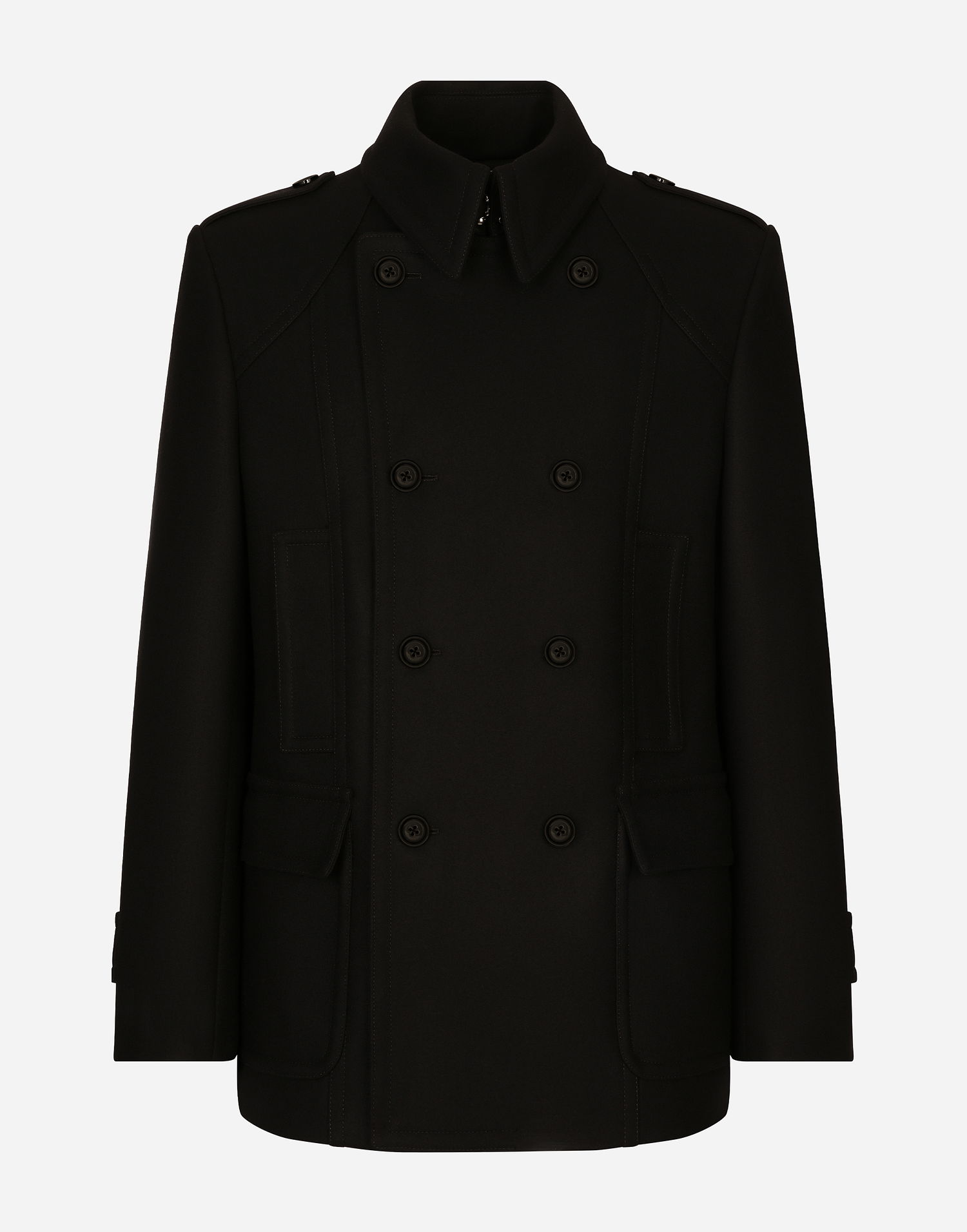 Пальто Dolce & Gabbana Dolce & Gabbana Double-breasted Wool-blend Pea Coat чорний | G046UTHUMT8N0000, 0