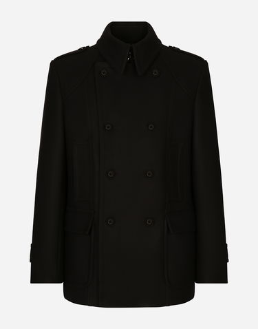 Пальто Dolce & Gabbana Dolce & Gabbana Double-breasted Wool-blend Pea Coat чорний | G046UTHUMT8N0000, 0