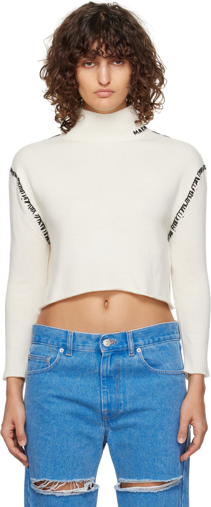 Cветр Marni Wool Cashmere Wrap Sweater білий | DVMD0174Q1 UFZ373