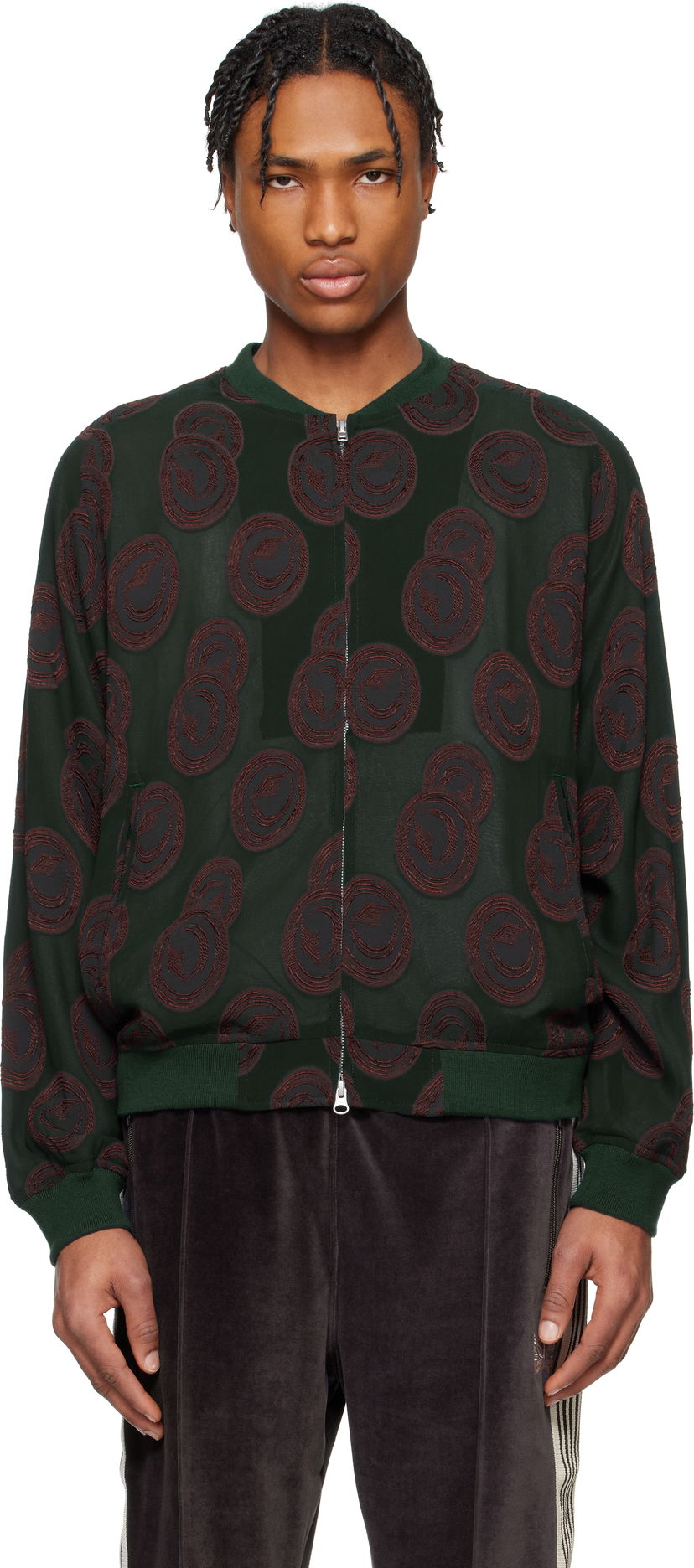 Куртка бомбер Needles NEEDLES BB Print Bomber Jacket Зелений | QV122