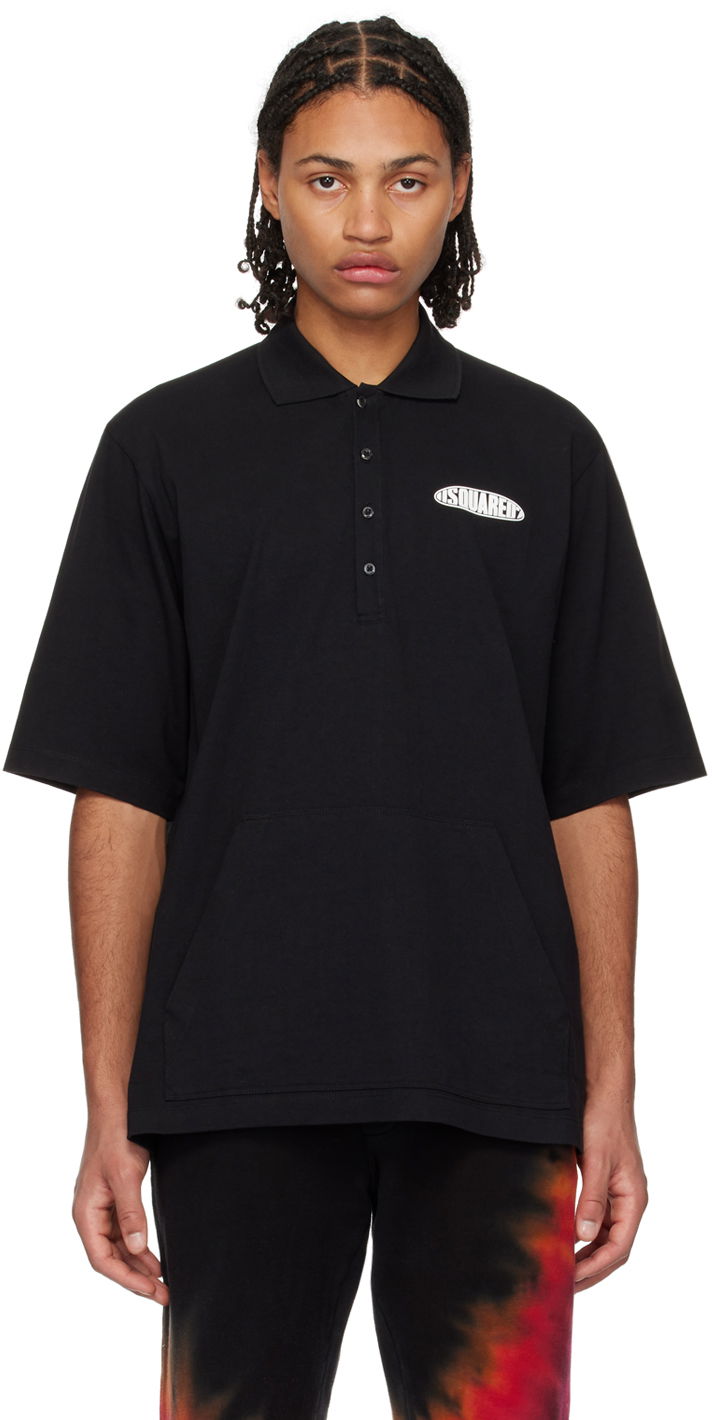 Сорочка поло DSQUARED2 Bonded Polo with Logo Patch чорний | S74GL0069_S23851