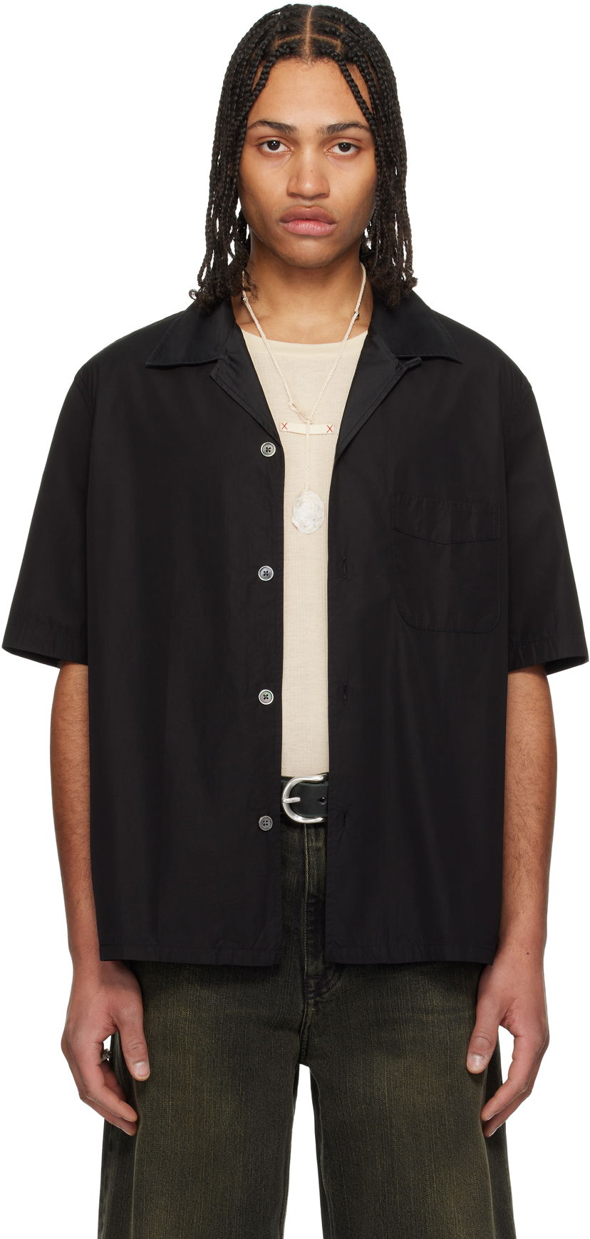 Сорочка OUR LEGACY Our Legacy Heusen Short Sleeve Shirt чорний | M2252HBE