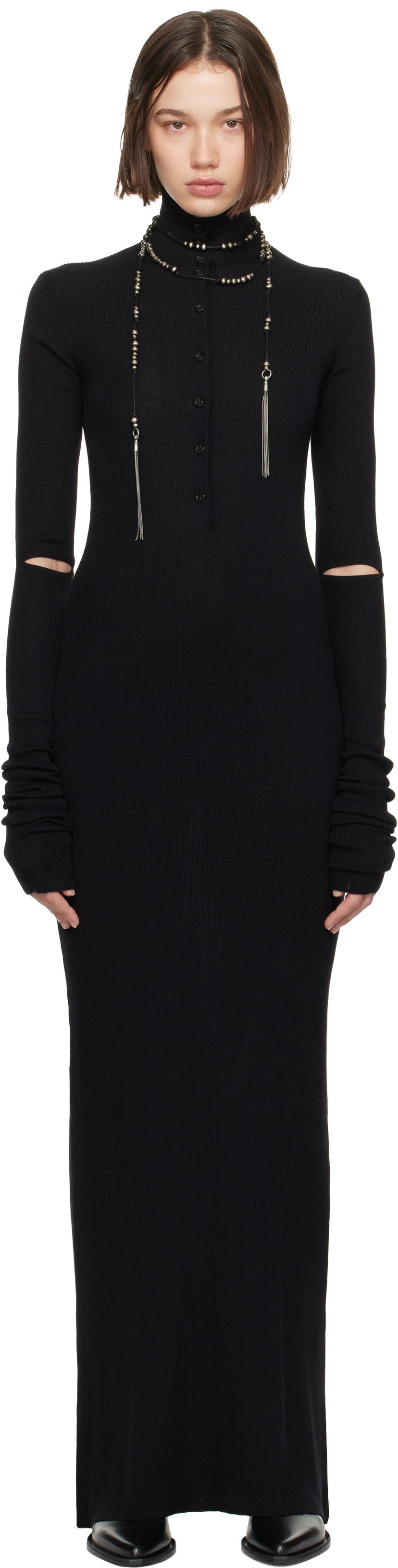плаття Ann Demeulemeester Serafino Rib Maxi Dress чорний | 2402-W-KN01-KN043-099