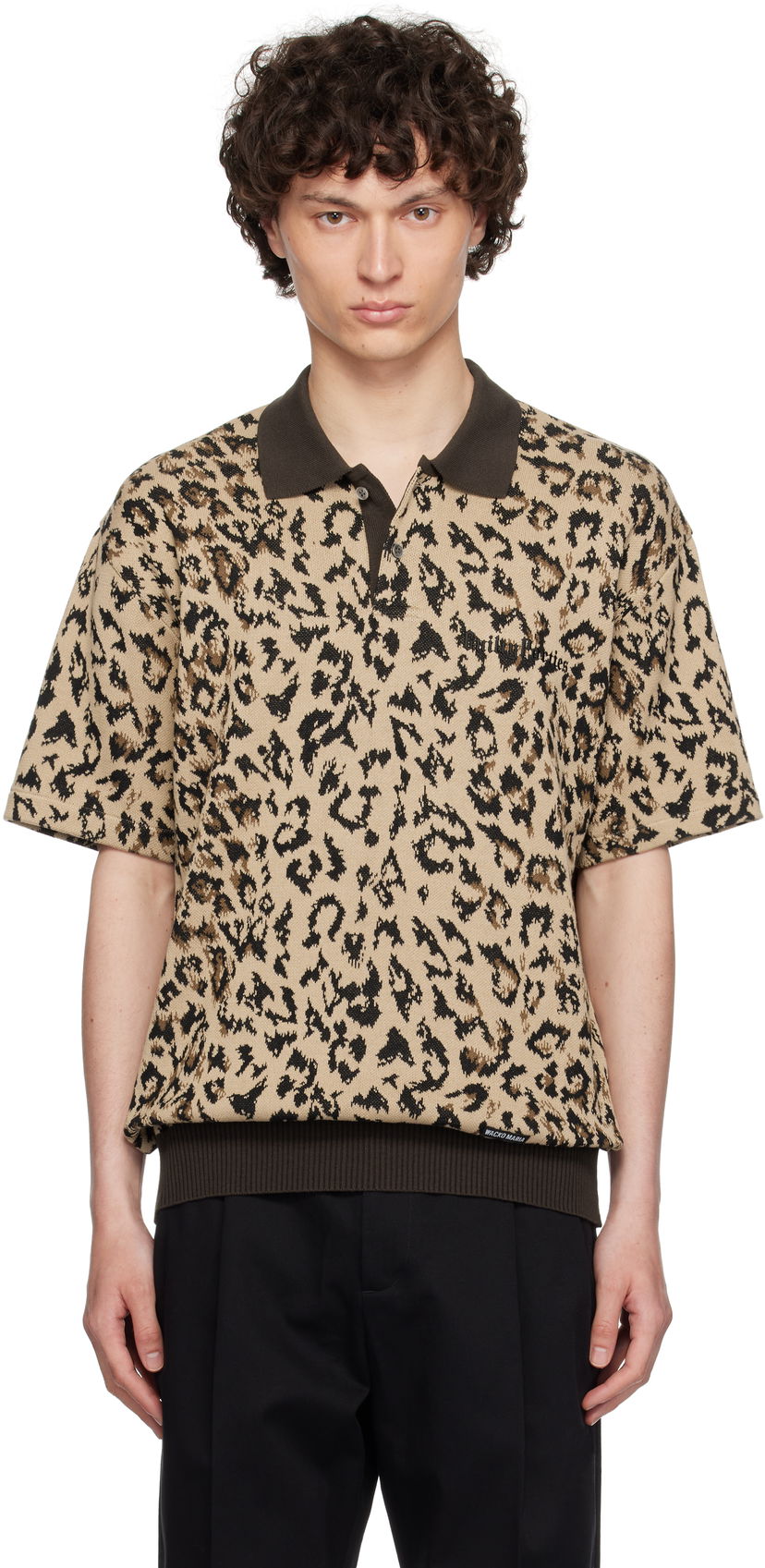 Сорочка поло WACKO MARIA WACKO MARIA Jacquard Knit Polo бежевий | 25SS-WMK-KN22