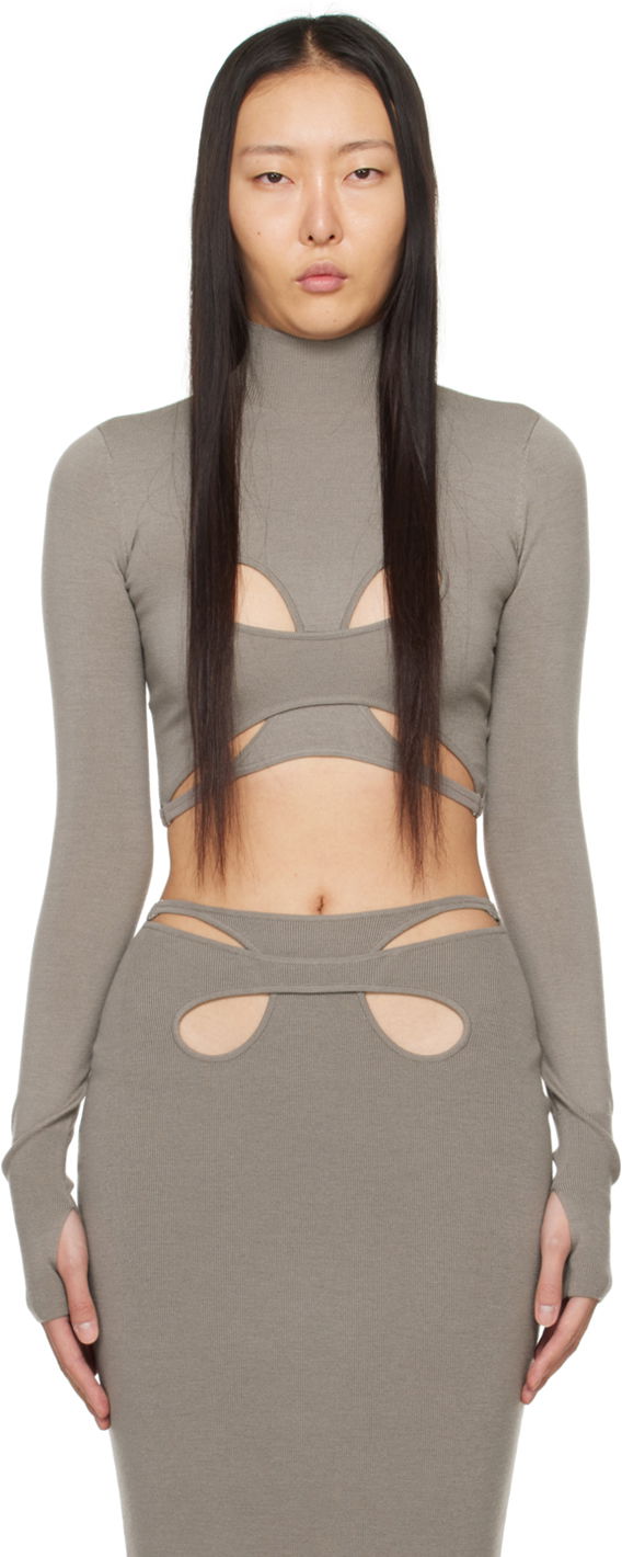 Кроп-топи Dion Lee Mobius Loop Cutout Long Sleeve Top Сірий | A7783PS24