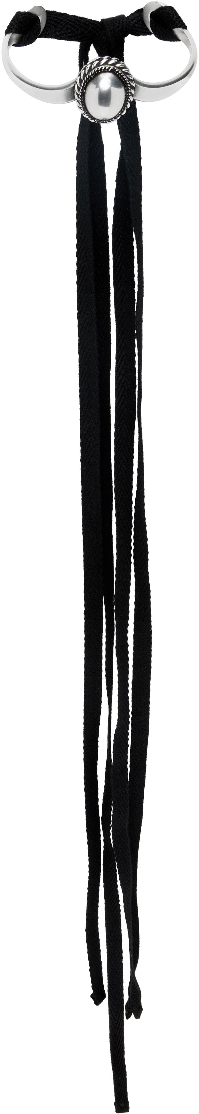 Браслет Ann Demeulemeester Ann Demeulemeester Leja Cabochon Cord Bracelet чорний | B0012994-JW021-070