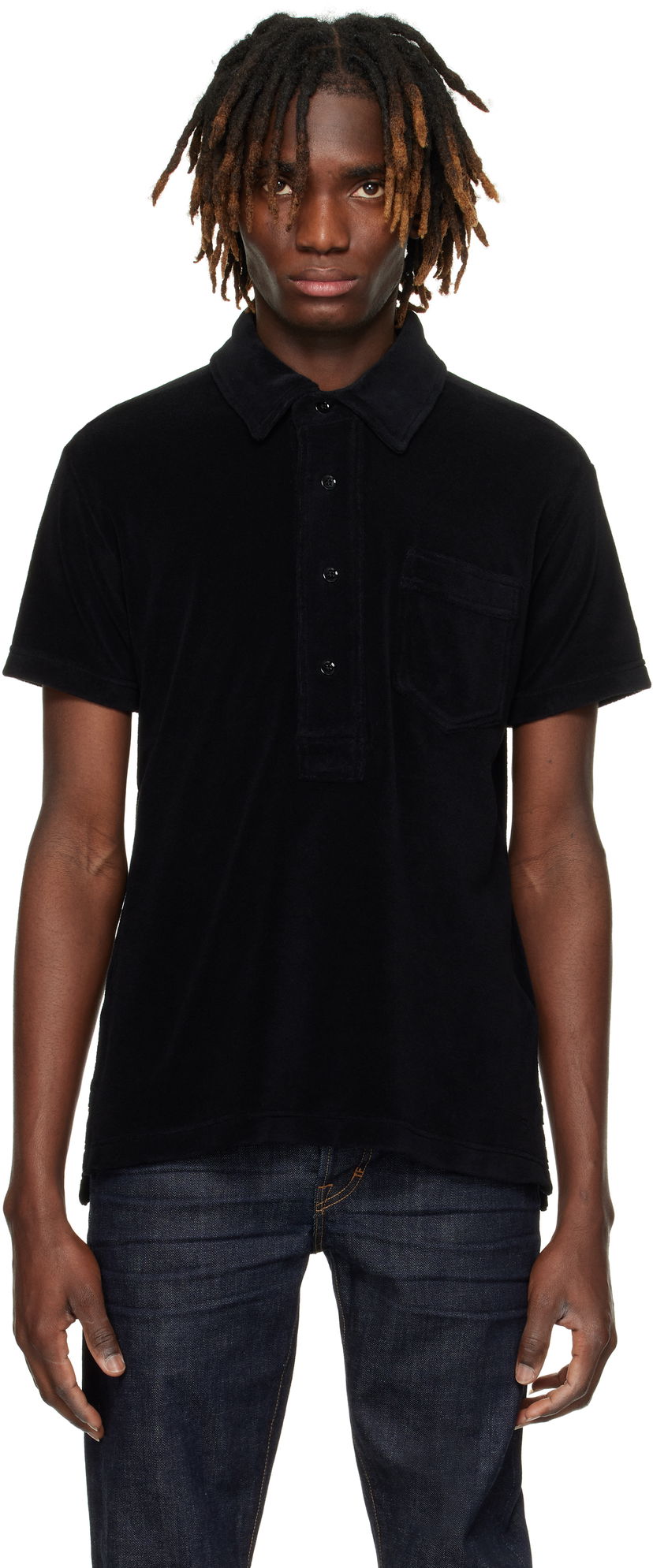 Сорочка поло Tom Ford Tom Ford Towelling Polo чорний | JPS009-JMC053S25
