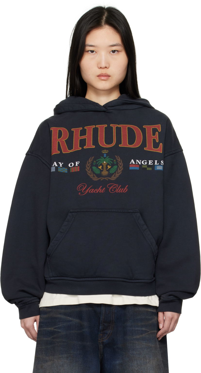 Світшоти Rhude Rhude 'Bay Of Angels Yacht Club' Hoodie темно-синій | RHPS25HO01012