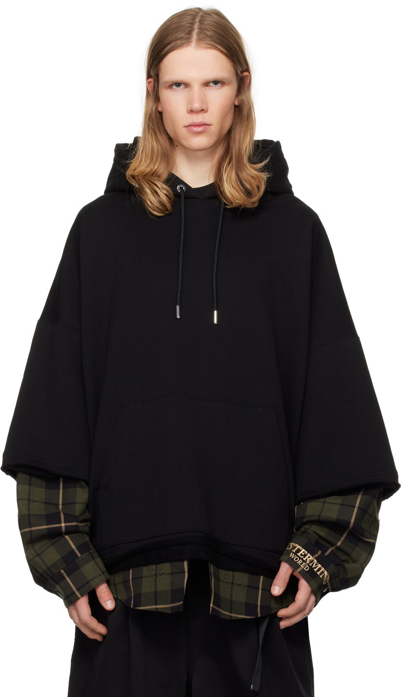 Світшоти Mastermind WORLD Layered Boxy Hoodie чорний | MW24S13-SW008-900