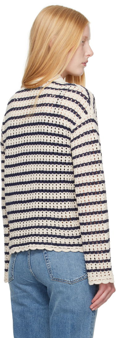 Cветр rag & bone rag & bone Khloe Striped Open-Knit Cardigan бежевий | WAS25P060BR60, 2