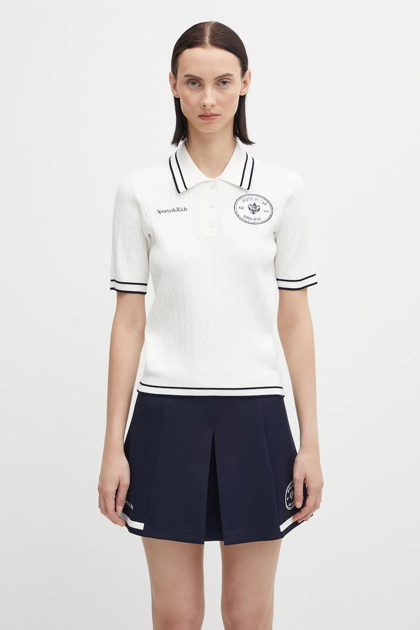 Сорочка поло Sporty & Rich Polo Eden Crest Cable Knit білий | TO06860666WH50