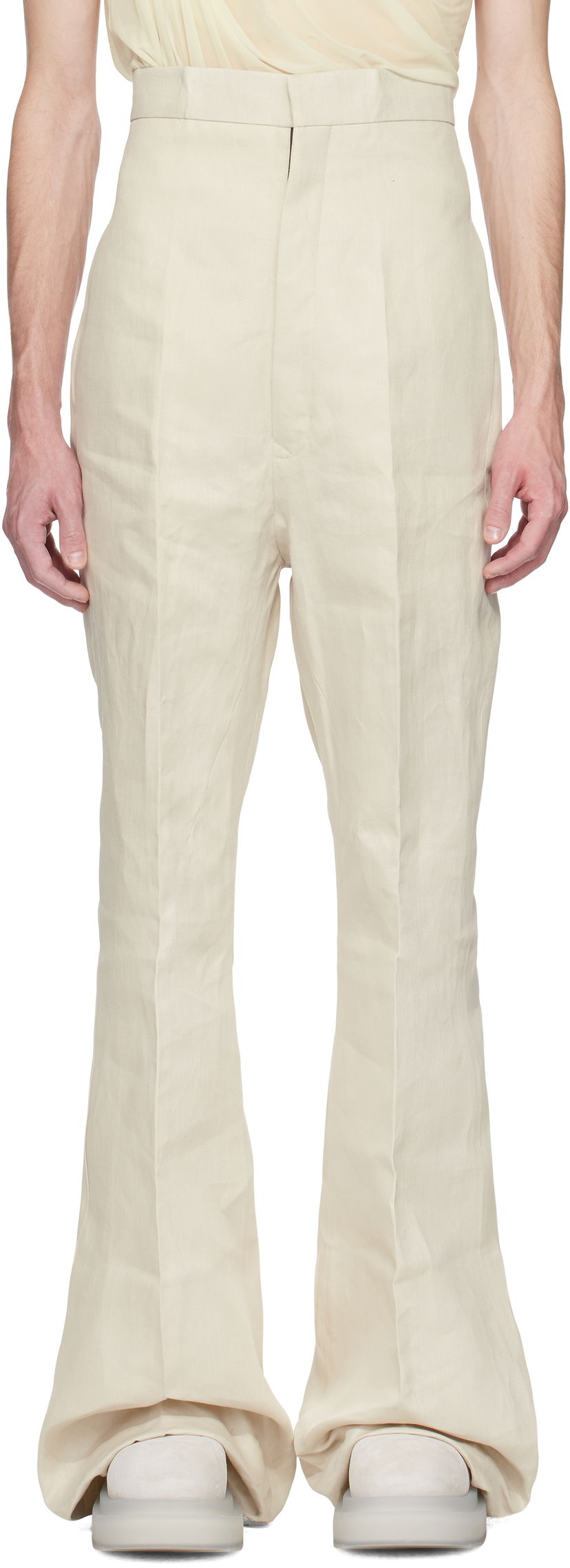Штани Rick Owens Rick Owens Hollywood Dirt Bolan Flare Trousers бежевий | RR01E5351 TWL