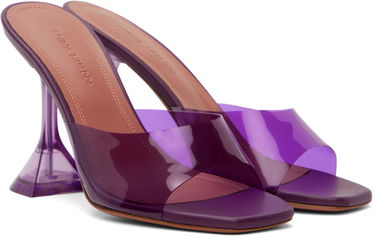 Догляд за взуттям Amina Muaddi Amina Muaddi Lupita Glass Slipper Heeled Sandals Фіолетовий | LUPITA GLASS SLIPPER CL PLEXI PV, 3