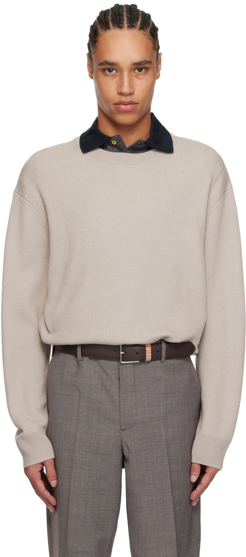 Cветр Paul Smith Paul Smith Ribbed Knit Sweater бежевий | M1R-247Z-P02587-07