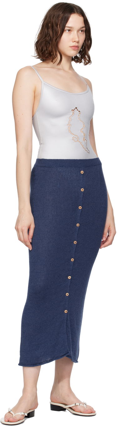 Спідниця Baserange Baserange Ribbed Knit Midi Skirt with Button Closure темно-синій | SKDR-LI-SU25, 3
