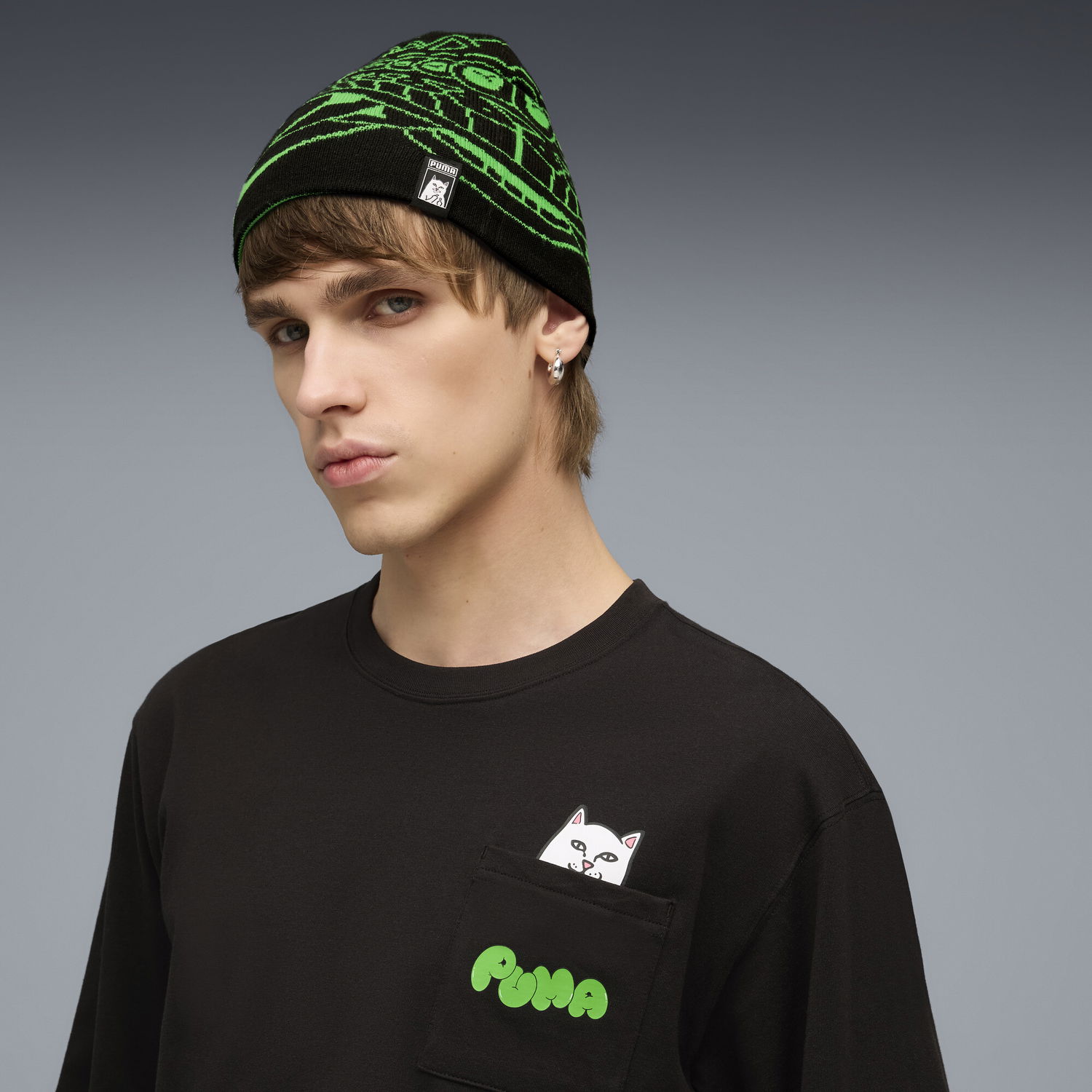 Шапка Puma PUMA x RIPNDIP Knitted Beanie with Graphic Print чорний | 026596_01, 1