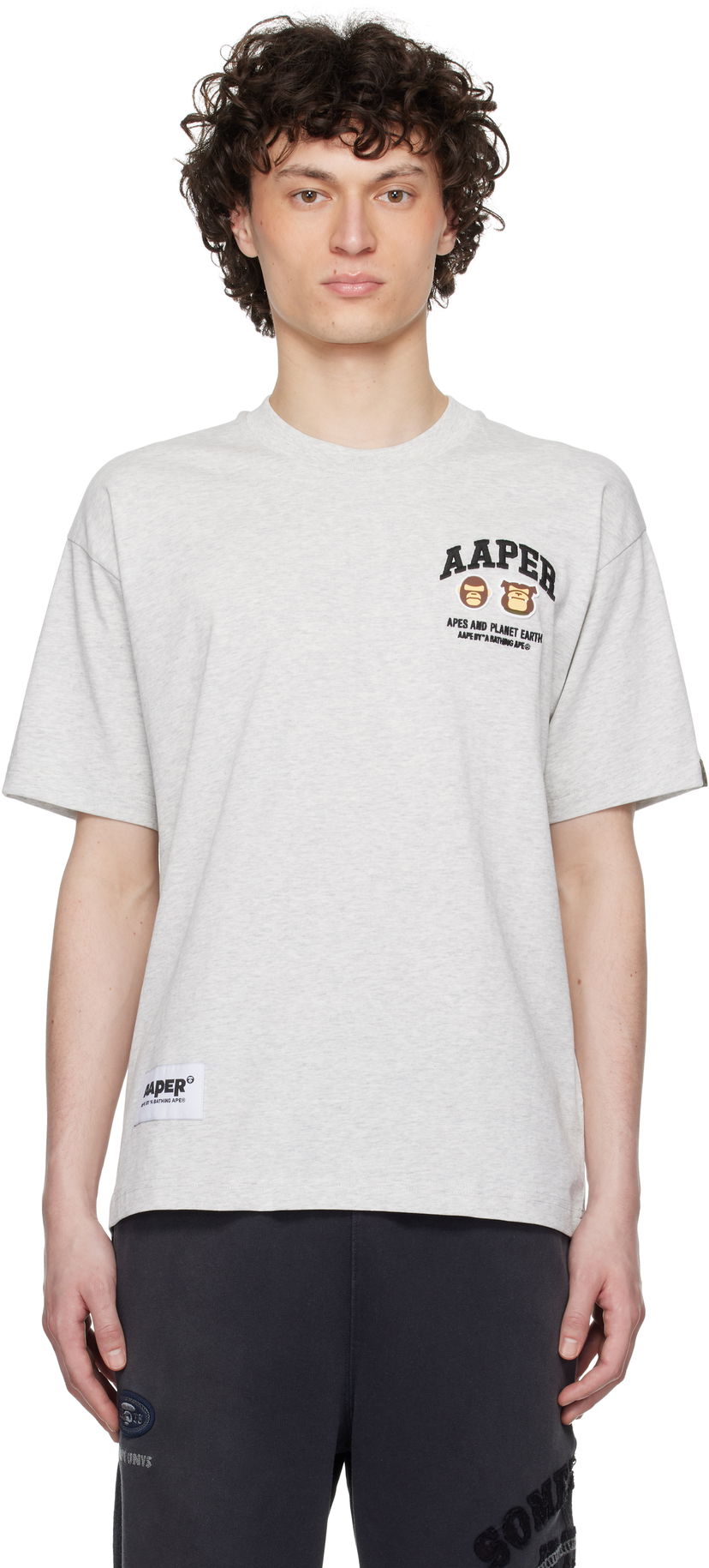 Футболка AAPE by A Bathing Ape AAPE by A Bathing Ape 'AAPER' Logo Short Sleeve T-Shirt Сірий | AAPTEM1611XANWH2
