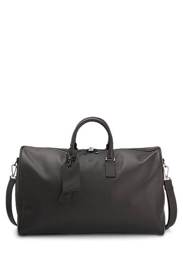 Дорожня сумка BOSS BECKHAM x BOSS Grained Leather Holdall with Address Tag чорний | 50549409