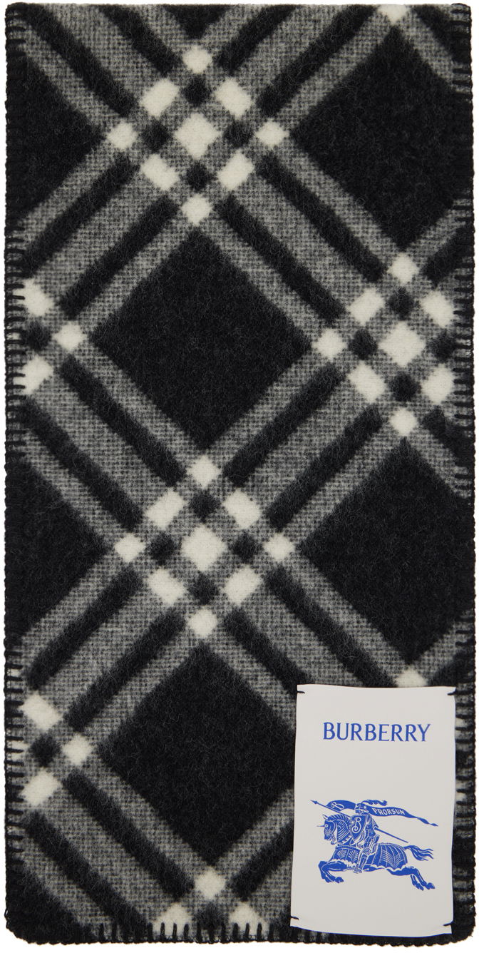 Шарф Burberry Check Wool Scarf Black / Off-White чорний | 8079246
