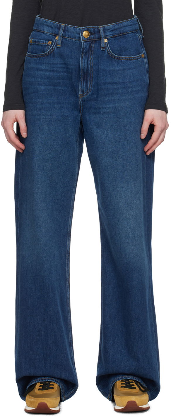 Джинси rag & bone Rag & Bone Indigo Logan Wide Leg Jeans Синій | WDD23F2935BOAN
