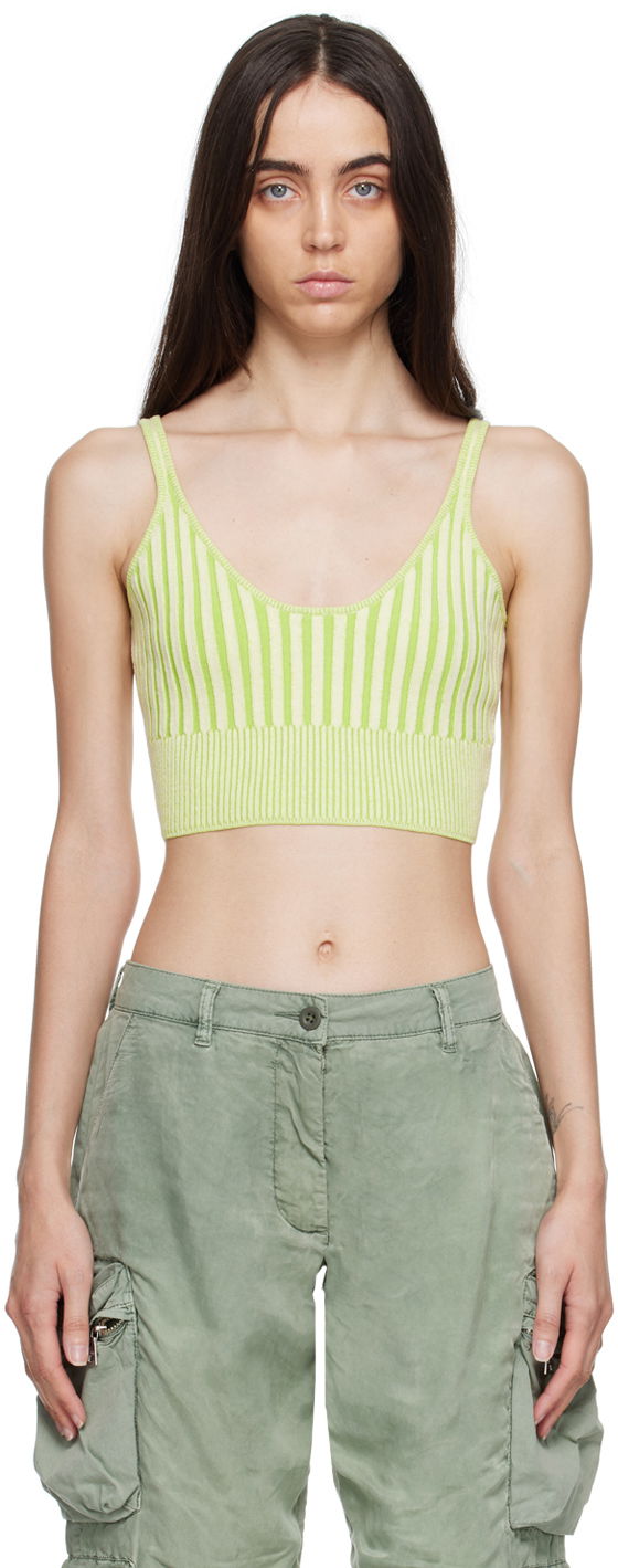 Безрукавка John Elliott Scoop Neck Striped Tank Top Зелений | WA045C13334A