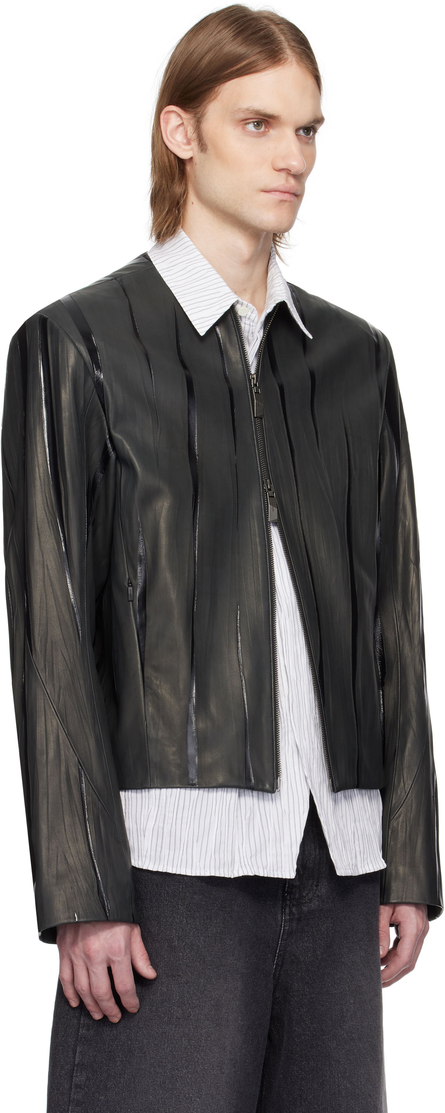 Куртка бомбер ADER ERROR ADER error Product. 14 Cropped Leather Jacket чорний | BO01SSJK0107BK, 1