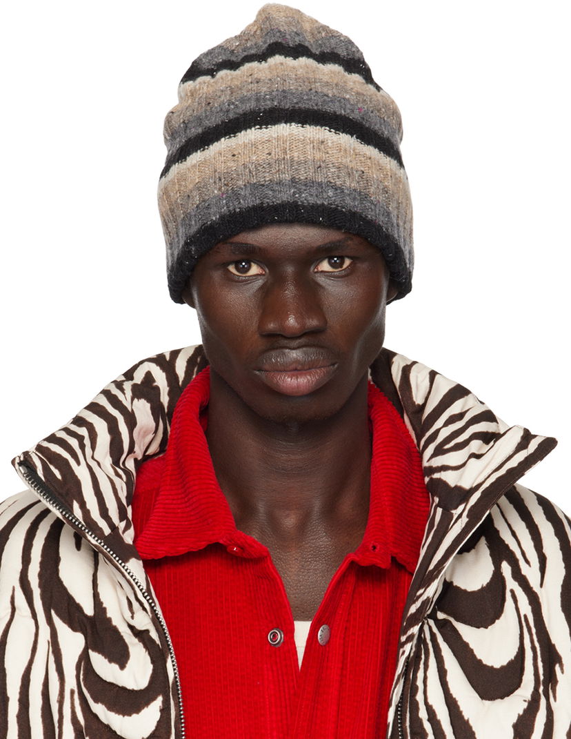 Шапка ERL Wool Striped Beanie Коричневий | ERL09K007