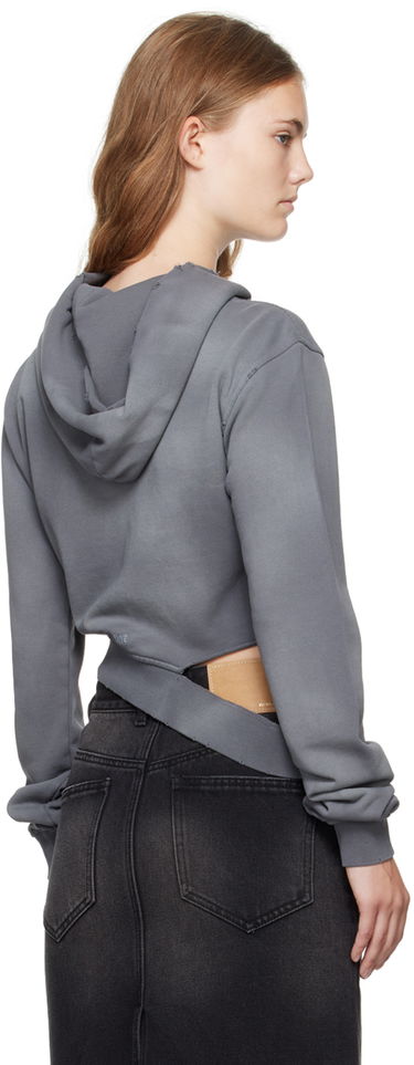 Світшоти We11done We11done Distressed Zip-Up Cropped Hoodie Сірий | WD-TJ2-24-808-W-CH, 2