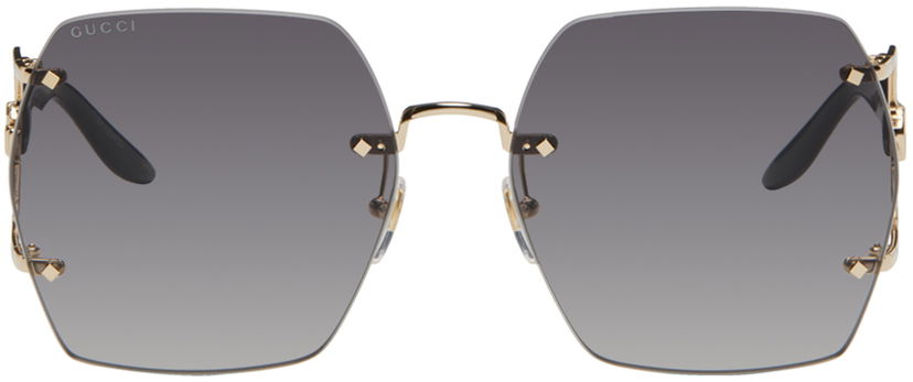Одяг Gucci Gucci Gold Geometric Sunglasses Сірий | GG1562S