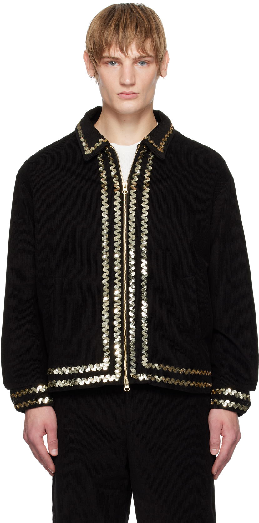 Куртка Bode Sequined Corduroy Jacket чорний | MRF24JA007