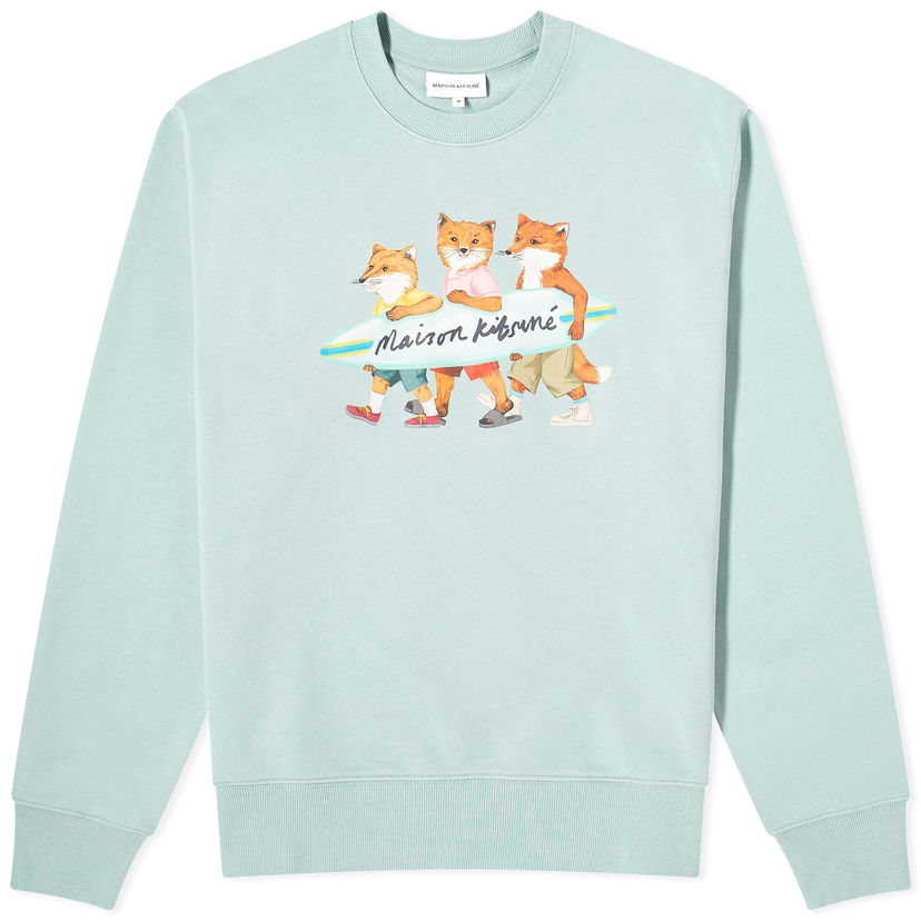 Світшоти MAISON KITSUNÉ Maison Kitsuné Surfing Foxes Crew Sweat Бірюзовий | MM00310KM0129-P417