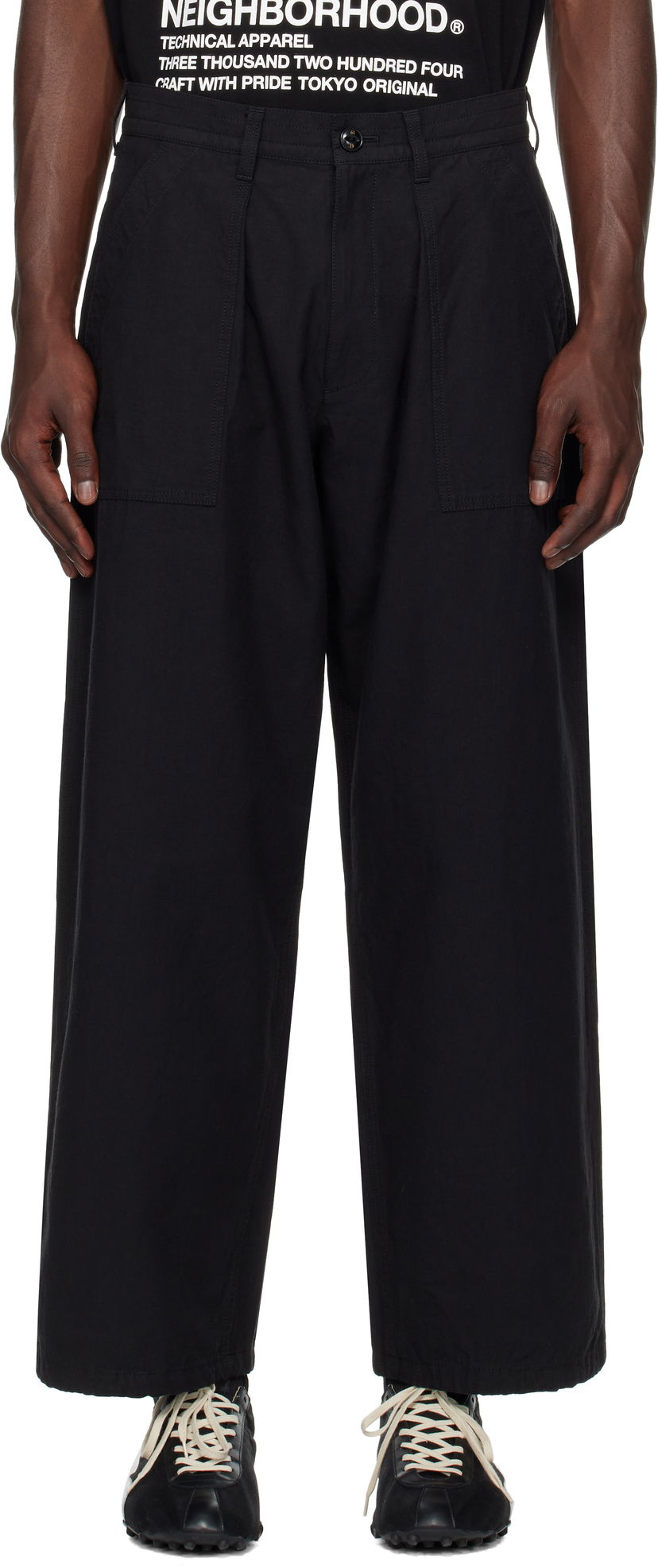 Штани Neighborhood Neighborhood Wide Baker Trousers чорний | 251ZANH-PTM07