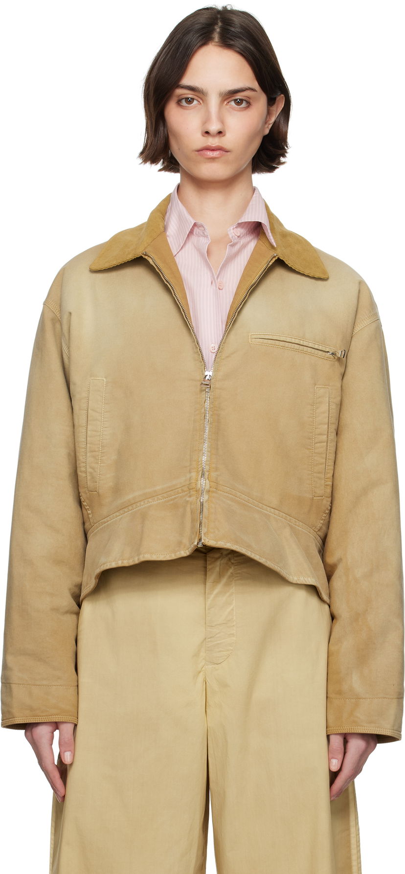 Куртка бомбер JW Anderson JW Anderson Curved Hem Workwear Jacket бежевий | JK0380-PG1759