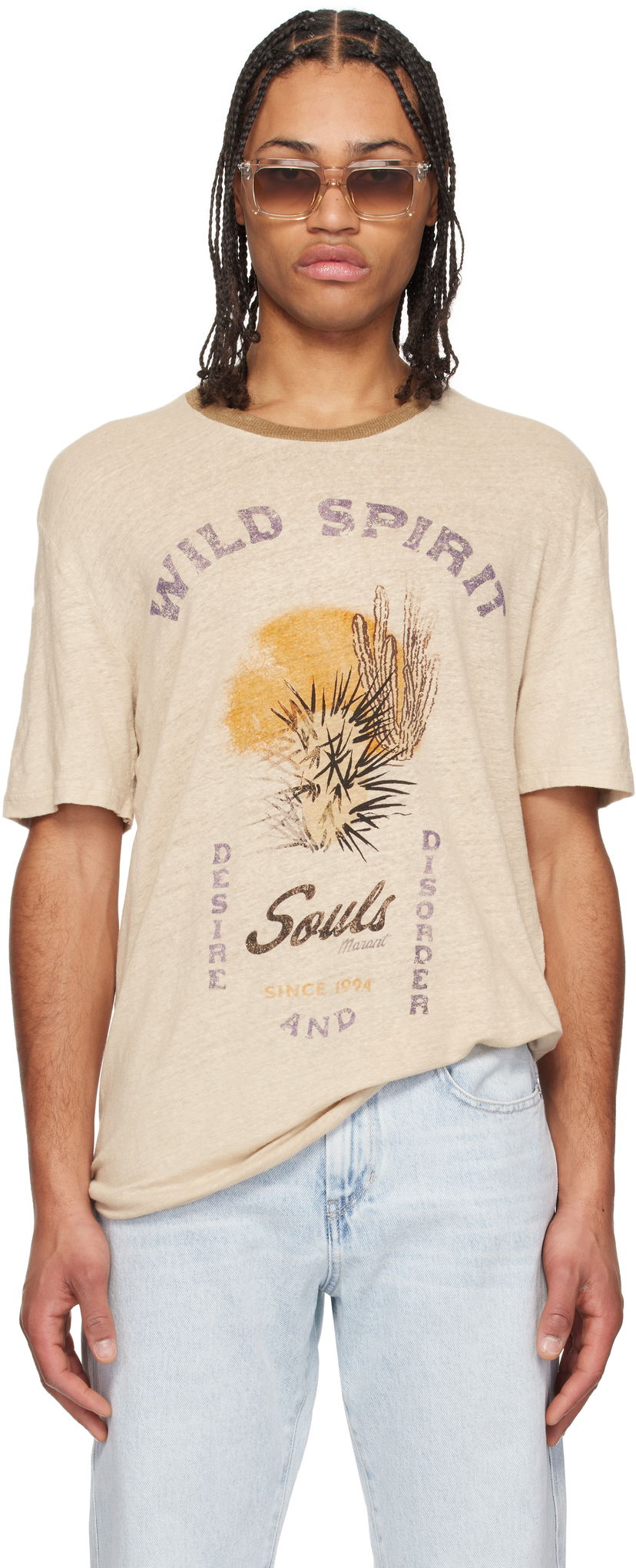 Футболка ISABEL MARANT Isabel Marant Honore Graphic T-Shirt бежевий | 25PTS0052HC-C1N09H