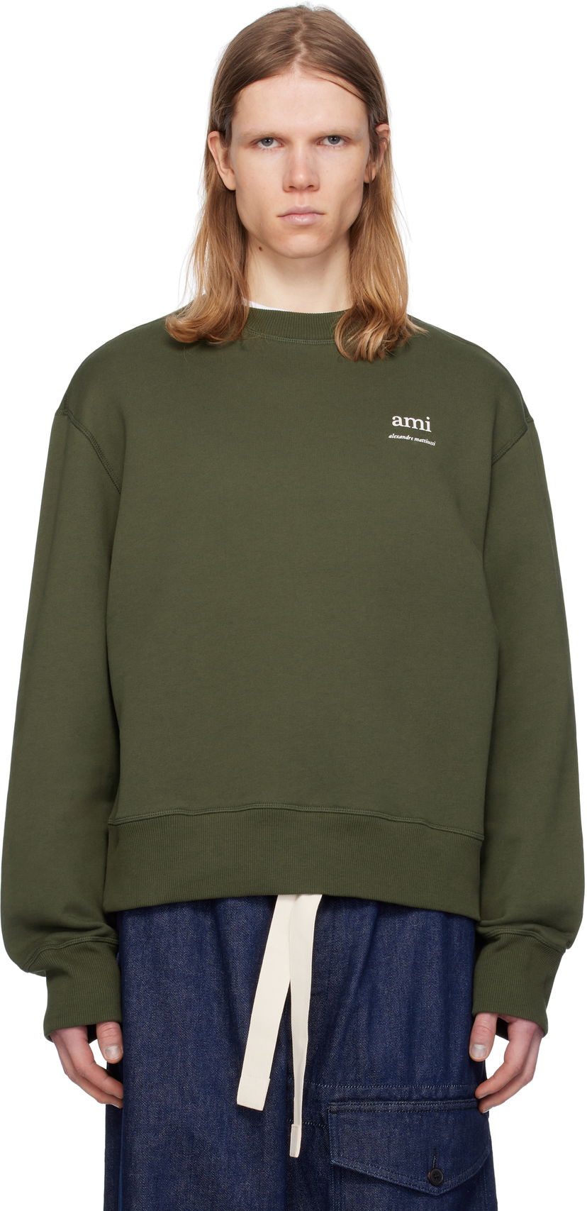 Cветр AMI AMI Paris Cotton Sweatshirt Зелений | HSW048.JE0120
