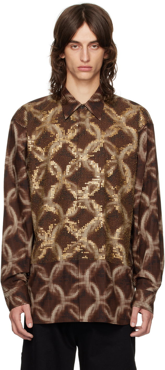 Сорочка Dries Van Noten Beaded Shirt Коричневий | 242-020745-9000