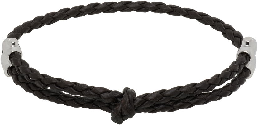 Браслет Bottega Veneta Bottega Veneta Braided Leather Bracelet Коричневий | 838329V507C2113
