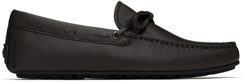 Кросівки та взуття BOSS BOSS Grained Leather Driver Sole Loafers Коричневий | 50536247