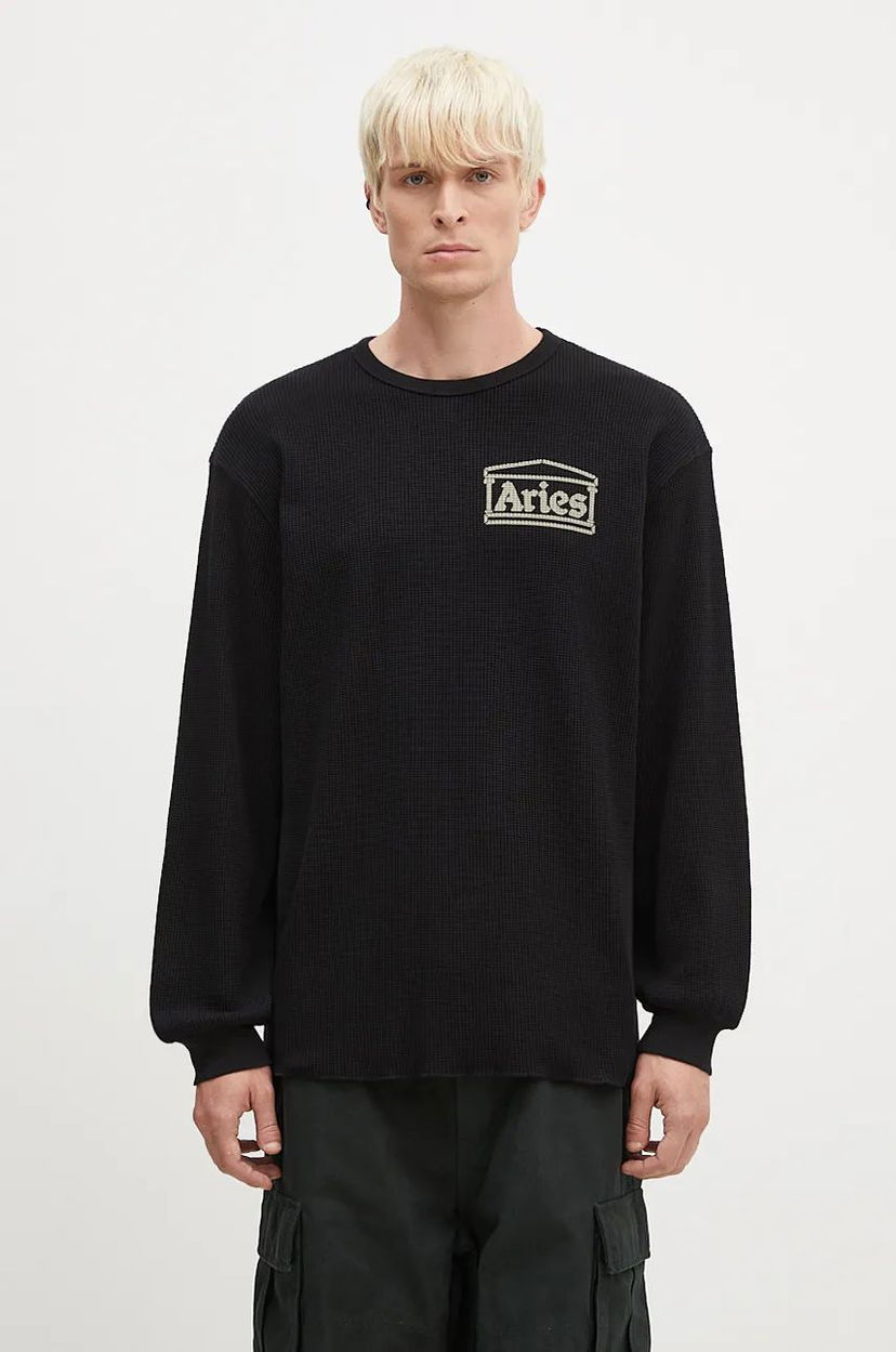Світшоти Aries Waffle Crewneck Sweatshirt чорний | AR4066602