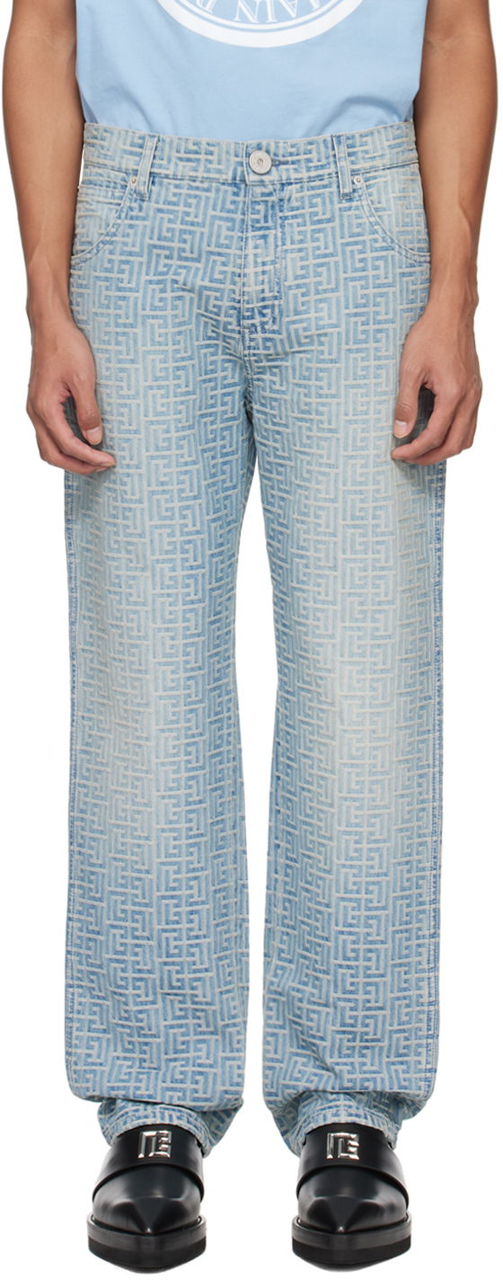 Джинси Balmain Monogram Jeans Синій | CH1MI040DD27