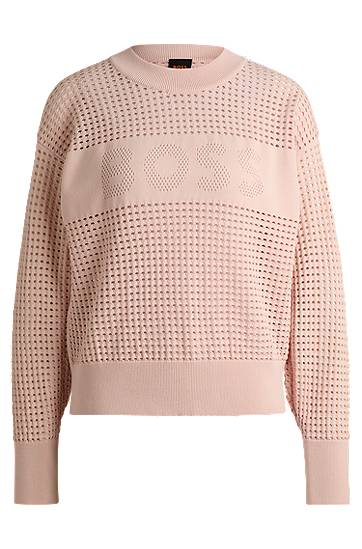 Cветр BOSS BOSS Open-Knit Logo Sweater Рожевий | 50510202