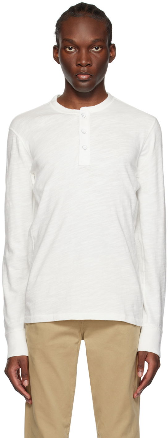 Футболка rag & bone Rag & Bone Long Sleeve Henley Shirt білий | M000T656G