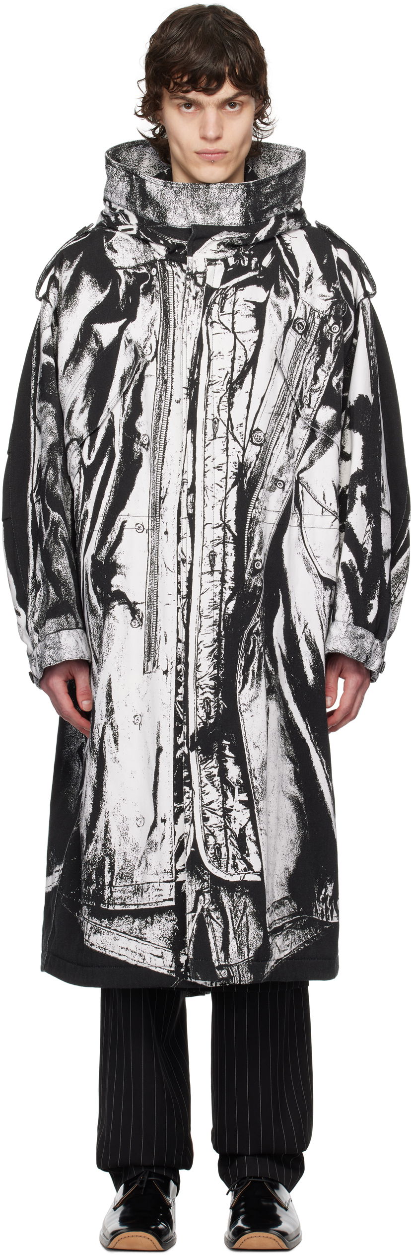 Дощовик Jean Paul Gaultier Jean Paul Gaultier Trompe-L'œil Print Hooded Coat чорний | 25/33-F-MA032I-C570-0001