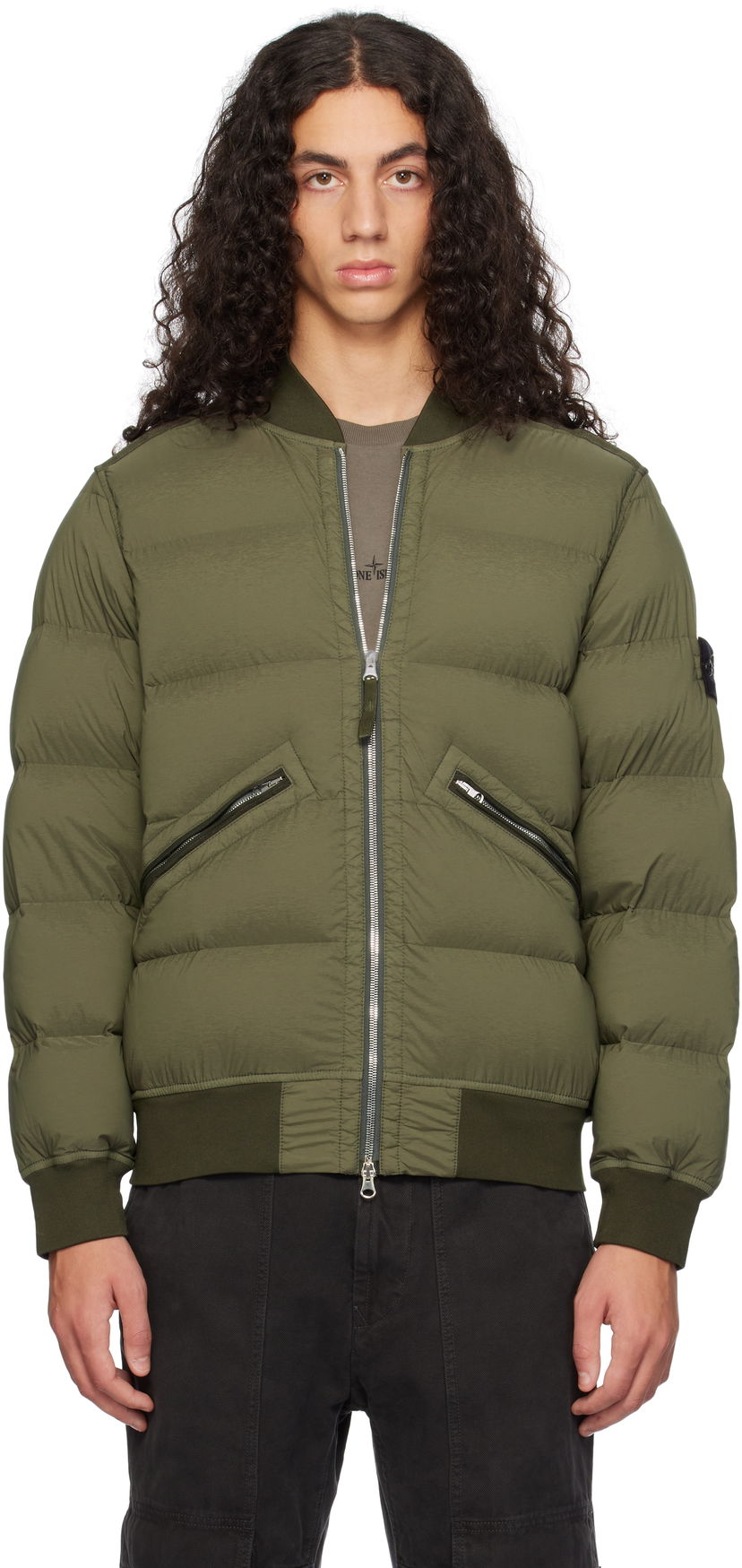 Куртка бомбер Stone Island Stone Island Quilted Down Bomber Jacket Зелений | 811540228