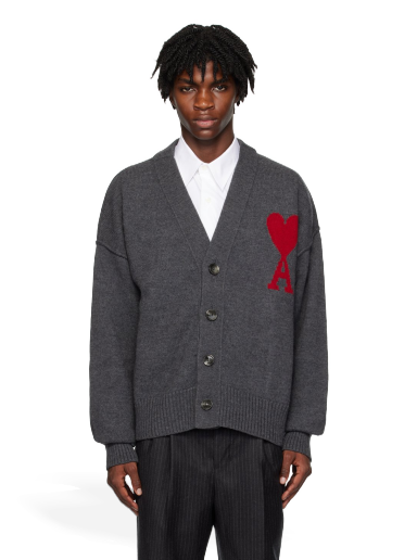 Cветр AMI Cardigan Сірий | BFUKC006.018