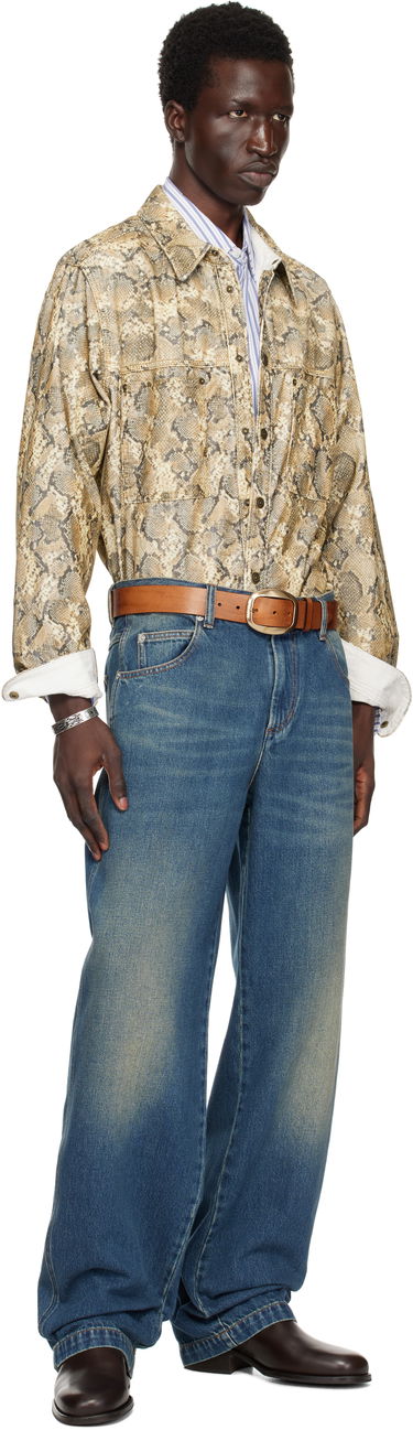 Сорочка ISABEL MARANT Isabel Marant Victor Snakeskin Print Shirt бежевий | CH0196HA-B4G02H, 3